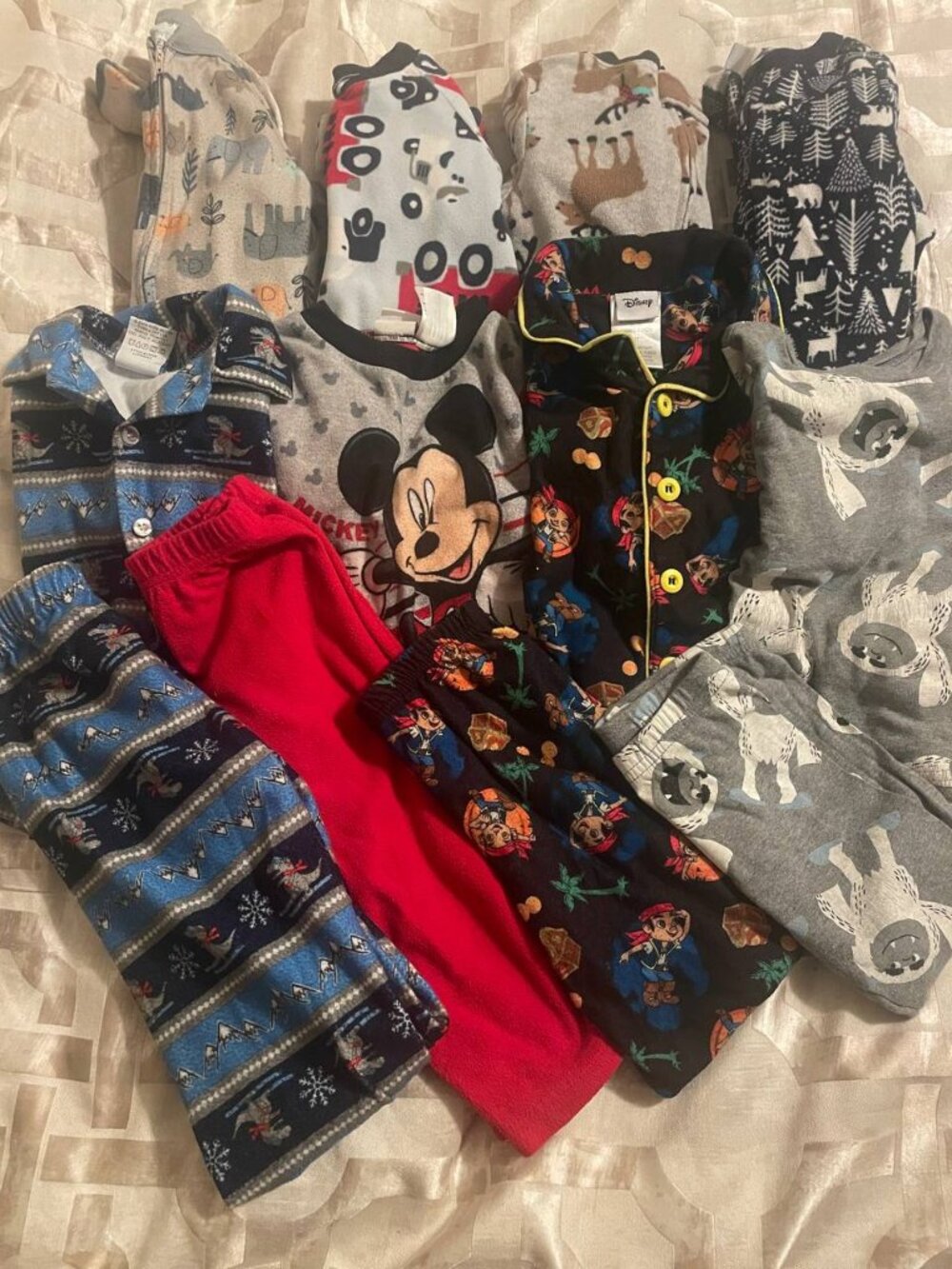 Boys pajama lot two piece footie Disney where the wild things Jake pirate Mickey